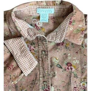 Compagnie Internationale Express Vtg Needle Cord Floral Shirt Twee Cottage  L